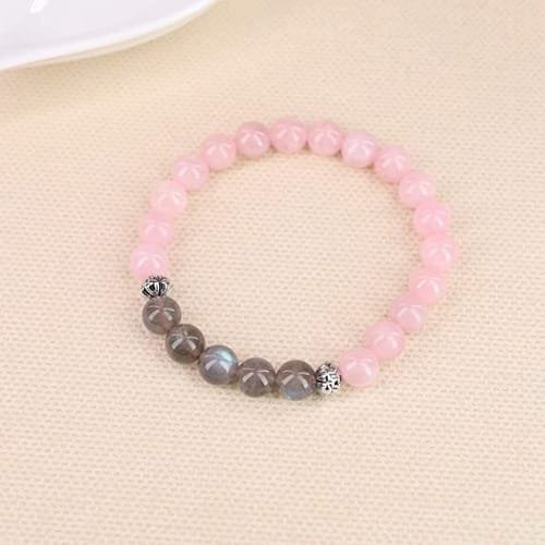Pulsera Cuarzo Rosa Labradorita Flor - Image 5