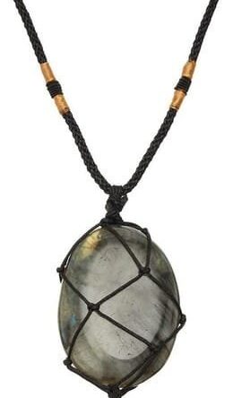 Collar Labradorita Gris Nudo Macramé
