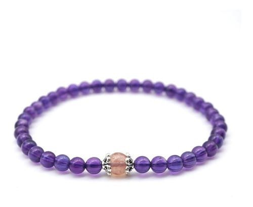 Pulsera Amatista Centro Cuarzo Fresa