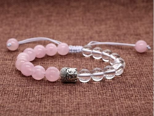 Pulsera Cuarzo Rosa Buda Doble Piedra Natural - Image 2