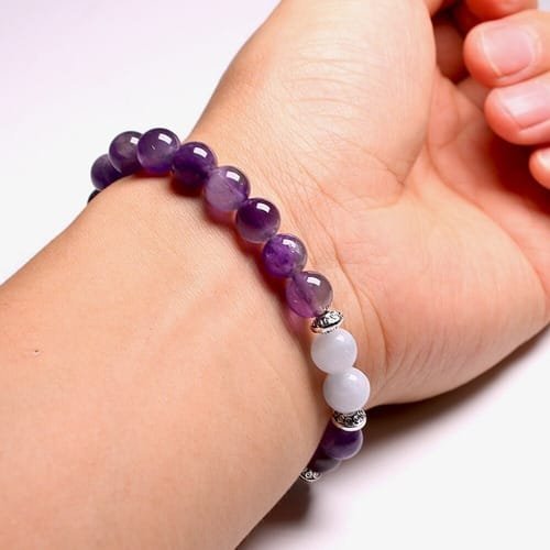 Pulsera Piedra Natural Amatista Aguamarina Separadores Ovni - Image 3