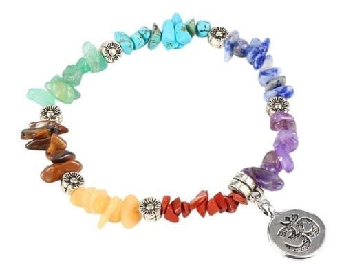 Pulsera 7 Chakras Chips Flor Om