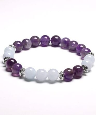 Pulsera Piedra Natural Amatista Aguamarina Separadores Ovni