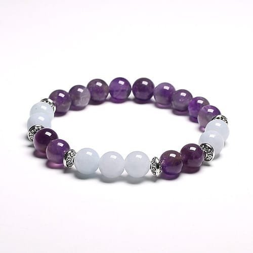 Pulsera Piedra Natural Amatista Aguamarina Separadores Ovni