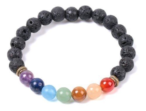 Pulsera 7 chakras Volcánica 8mm Separador Dorado - Image 2