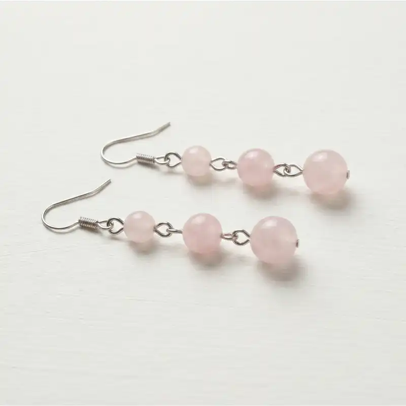 Aretes en plata con Cuarzo Rosa - Image 3