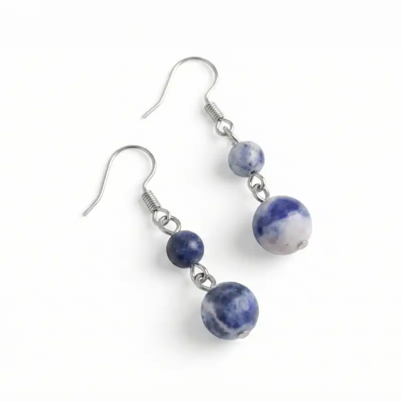 Aretes en plata con Sodalita - Image 3