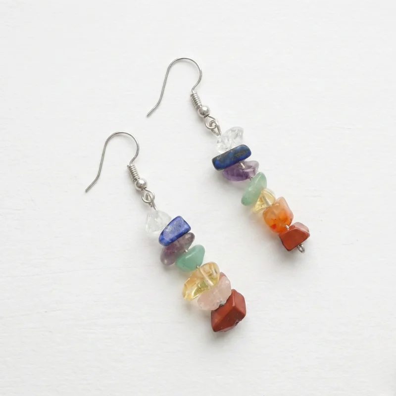 Aretes en plata con 7 chakras chips - Image 3