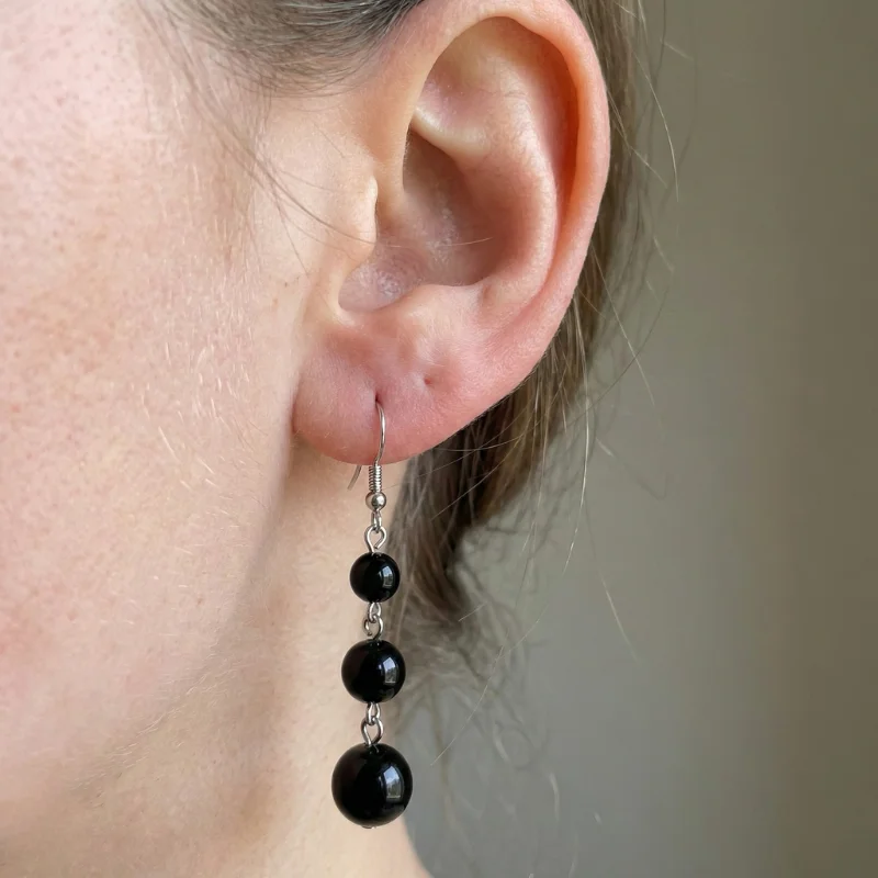 Aretes en plata con Obsidiana - Image 2