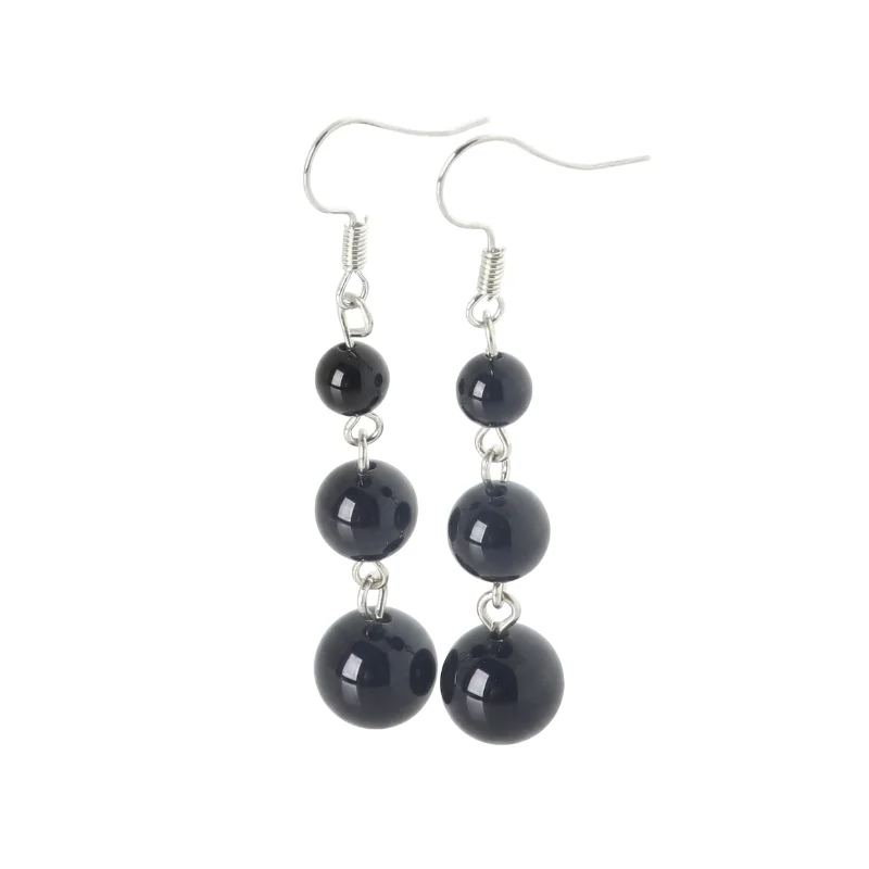 Aretes en plata con Obsidiana