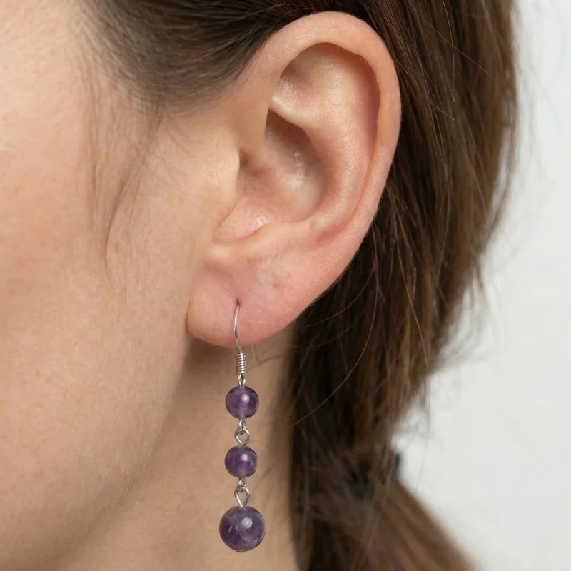 Aretes en plata con Amatista - Image 2
