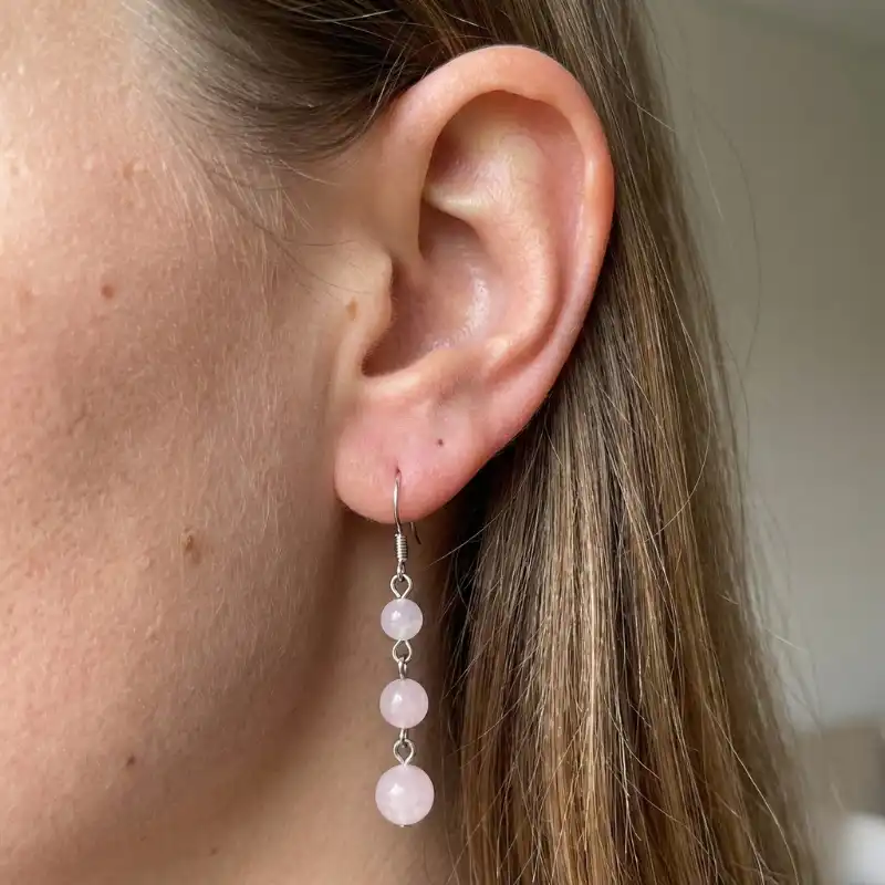 Aretes en plata con Cuarzo Rosa - Image 2