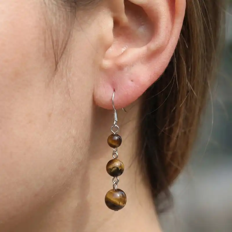 Aretes en plata con Ojo de Tigre - Image 2