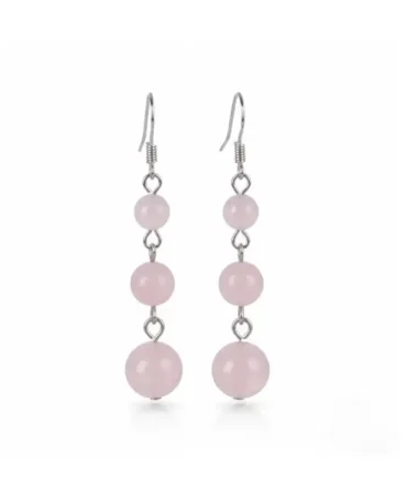Aretes en plata con Cuarzo Rosa