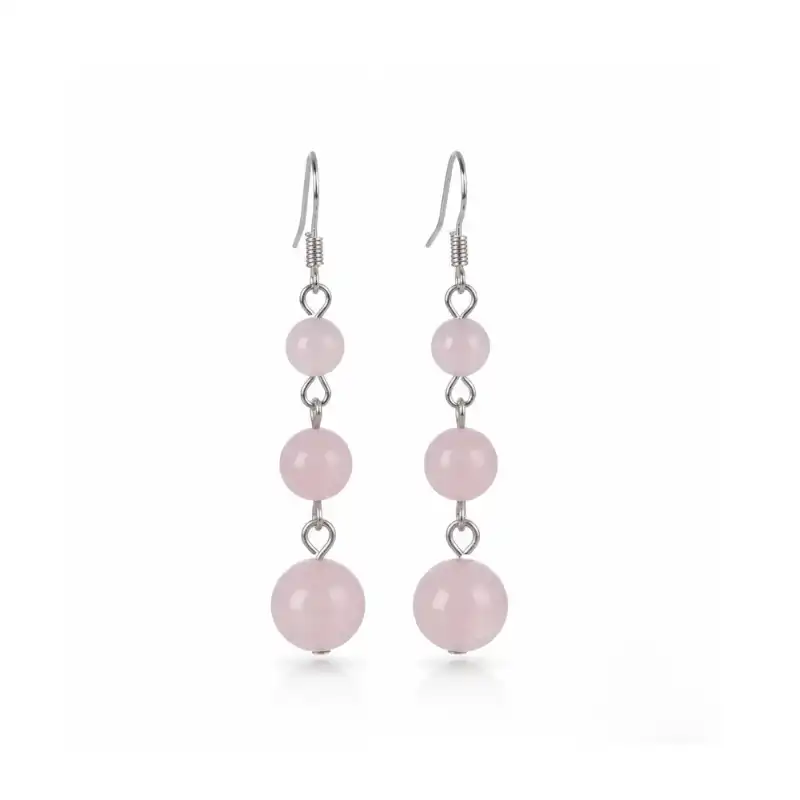 Aretes en plata con Cuarzo Rosa