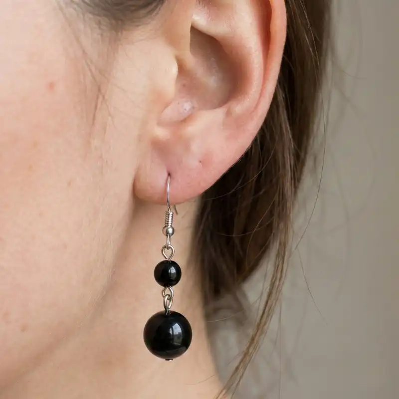 Aretes en plata con Turmalina Negra - Image 2