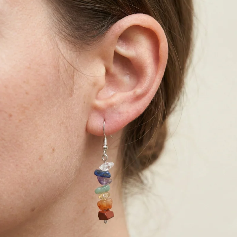 Aretes en plata con 7 chakras chips - Image 2