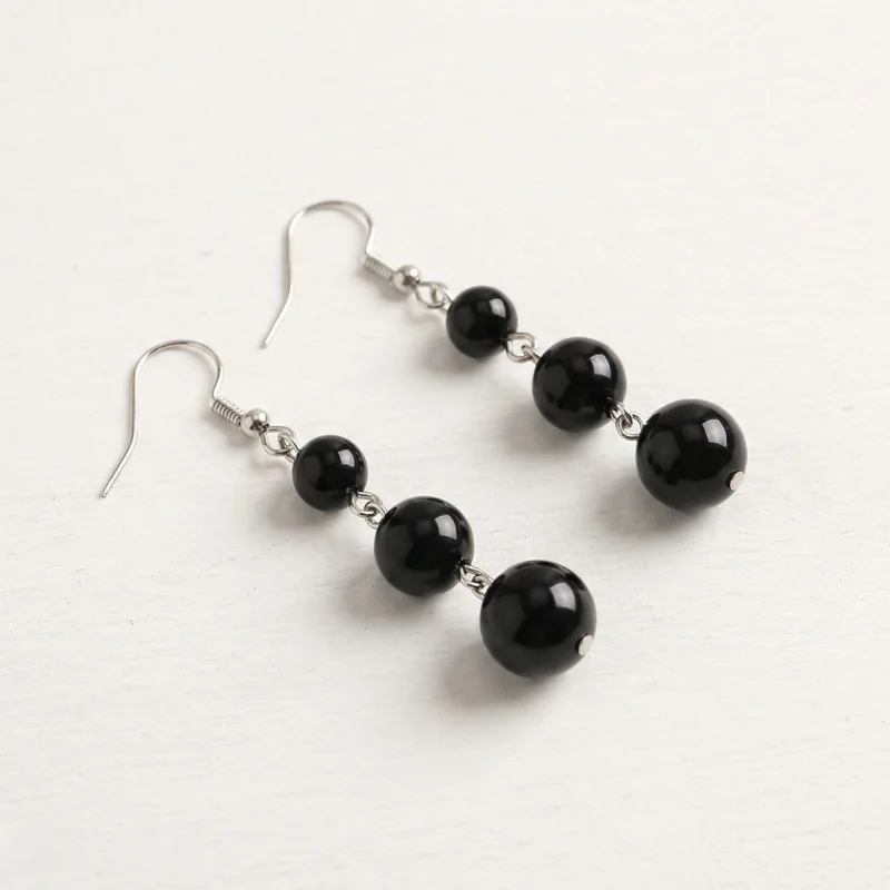 Aretes en plata con Obsidiana - Image 3