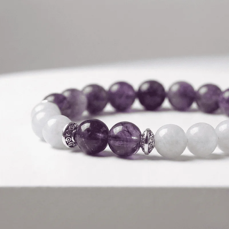 Pulsera Piedra Natural Amatista Aguamarina Separadores Ovni - Image 2
