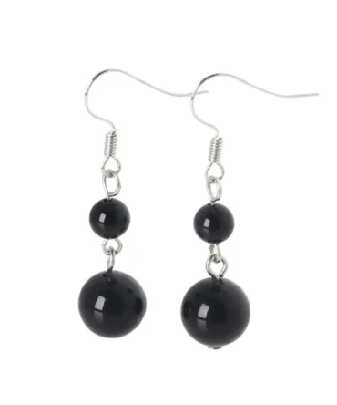 Aretes en plata con Turmalina Negra