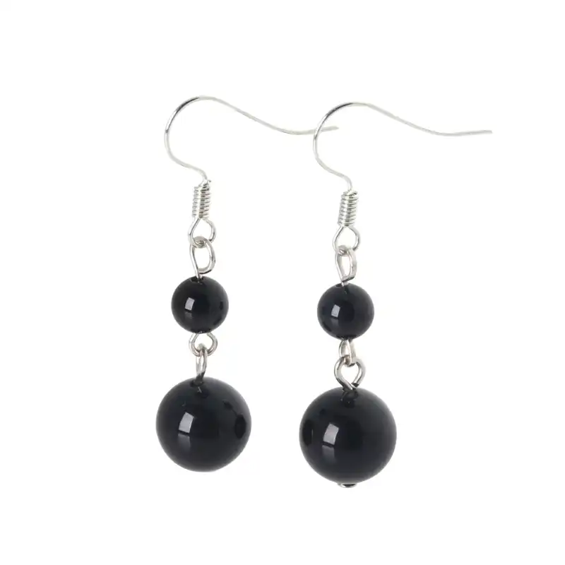 Aretes en plata con Turmalina Negra
