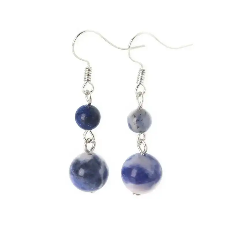 Aretes en plata con Sodalita
