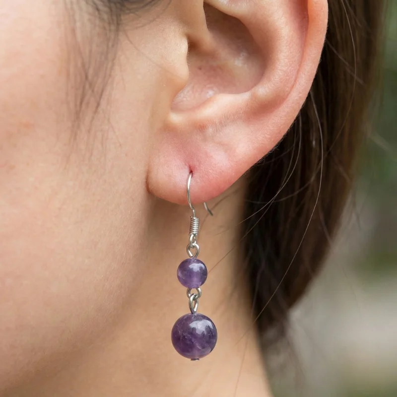 Aretes en plata con Amatista - Image 2