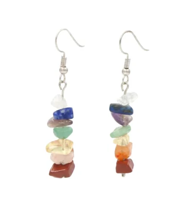 Aretes en plata con 7 chakras chips