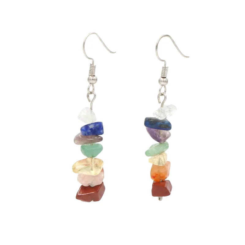 Aretes en plata con 7 chakras chips