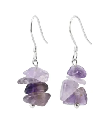 Aretes en plata con Amatista chips