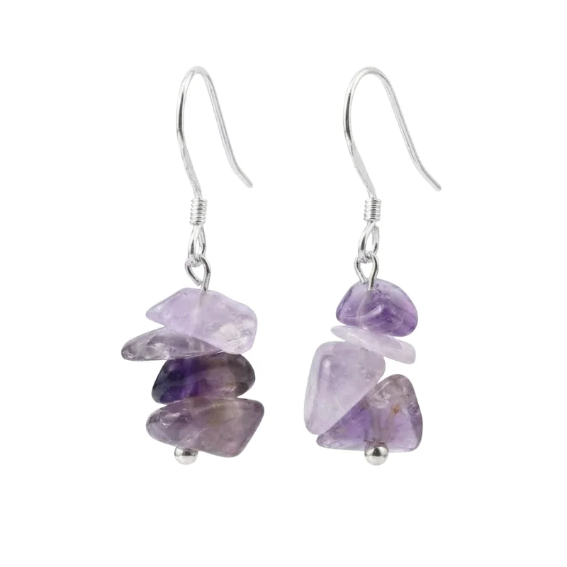 Aretes en plata con Amatista chips