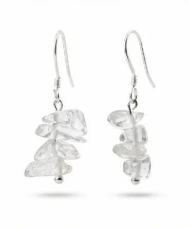 Aretes en plata con Cuarzo Cristal chips