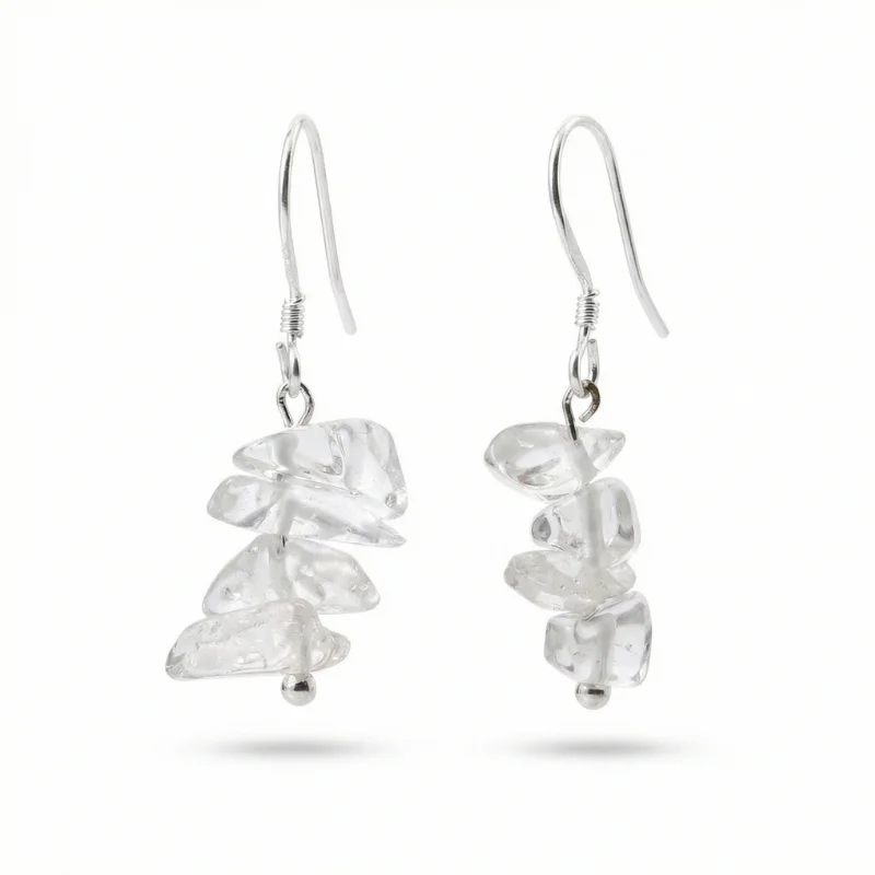 Aretes en plata con Cuarzo Cristal chips