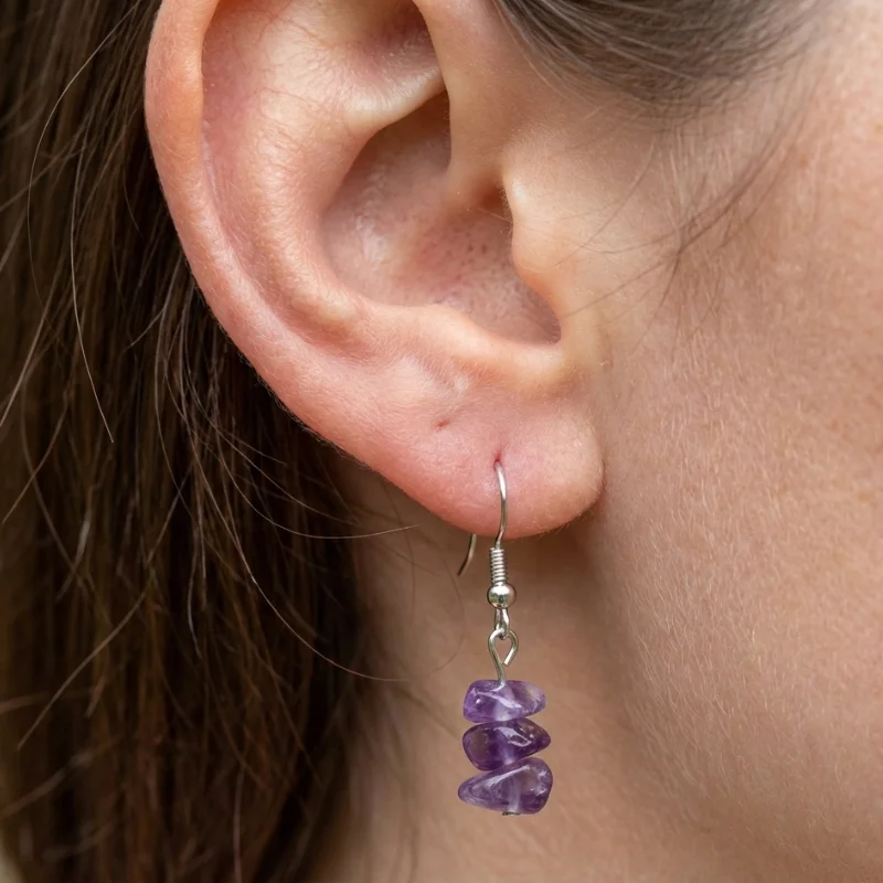Aretes en plata con Amatista chips - Image 2
