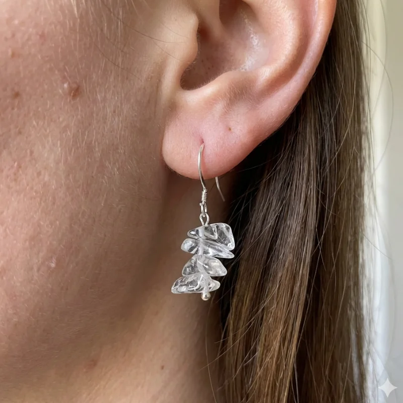 Aretes en plata con Cuarzo Cristal chips - Image 2