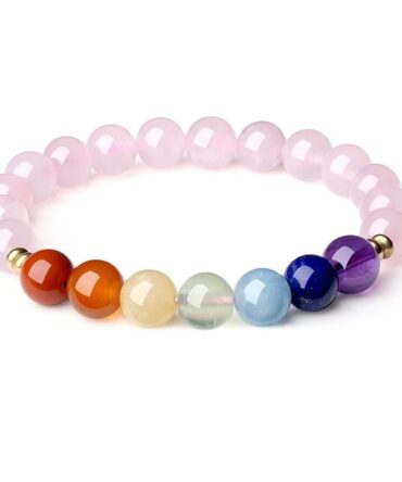 Pulsera 7 Chakras Cuarzo Rosa