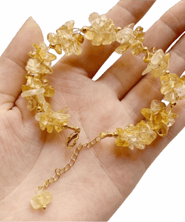 Pulsera Cuarzo Citrino Chips Oro Golfi