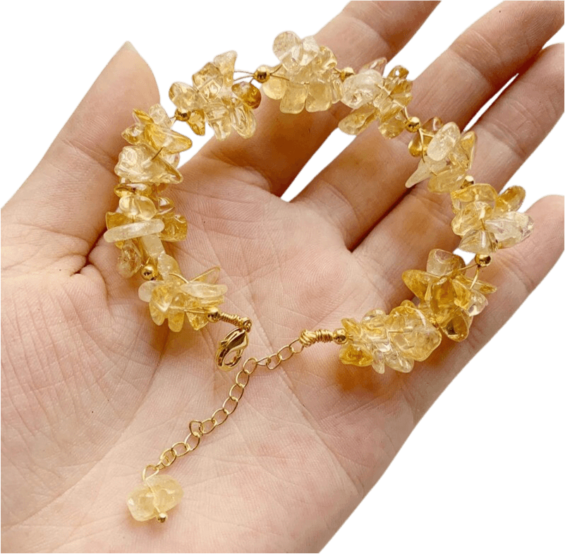 Pulsera Cuarzo Citrino Chips Oro Golfi