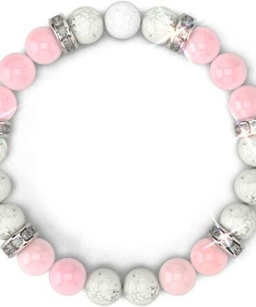 Pulsera Para Amor y Paz Cuarzo Rosa Howlita