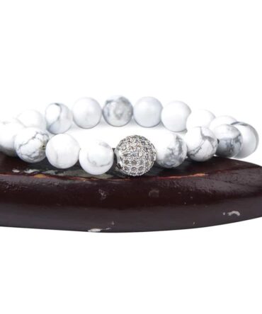 Pulsera Howlita Esfera Rodio