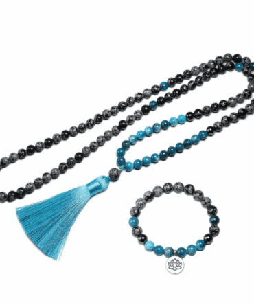 Japa Mala Obsidiana Copo de Nieve Apatita