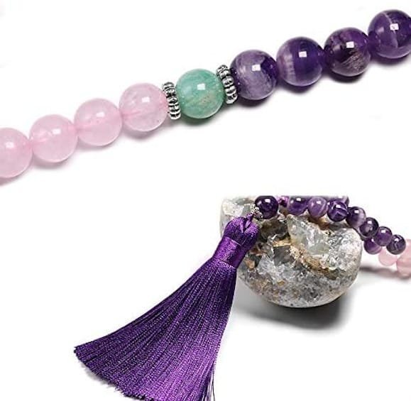 Japa Mala Amatista Cuarzo Rosa + Pulsera - Image 4