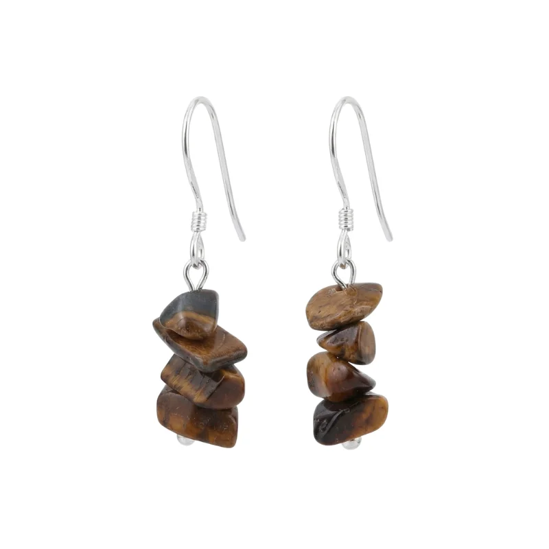 Aretes en plata con Ojo de Tigre chips