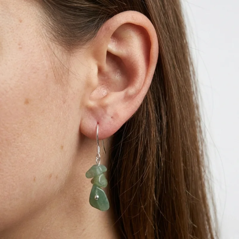 Aretes en plata con Aventurina chips - Image 2