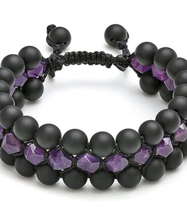 Pulsera Facetada piedra ónix mate estilo triple