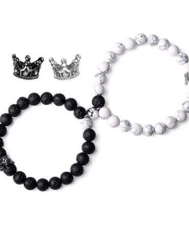 Pulseras Magnéticas para pareja Howlita Volcánica