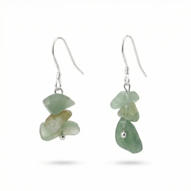 Aretes en plata con Aventurina chips