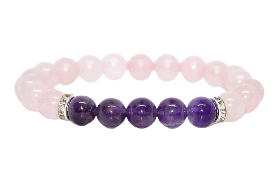 Pulsera Cuarzo Rosa Y Amatista