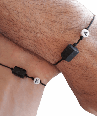 Pulseras Para Pareja Turmalina Negra Letra