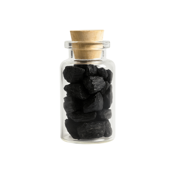Botella con Turmalina Negra
